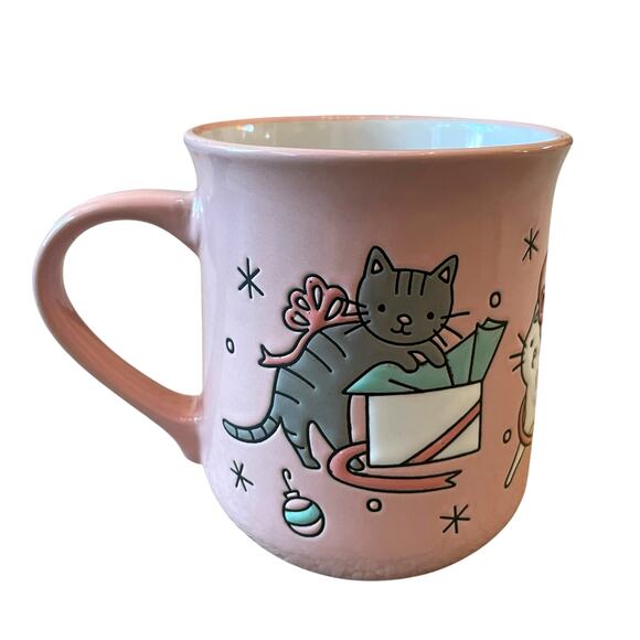 NEW Clementine CATS Pink Christmas Mug Set of 2 Ceramic 16oz Holiday - Picture 6 of 15